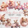 Cute Baby Bear Girl Clipart Bundle